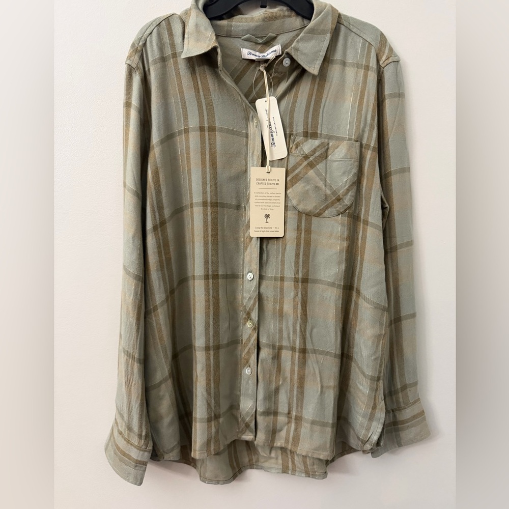 Tommy Bahama seabed sands long sleeve button-down flannel shirt